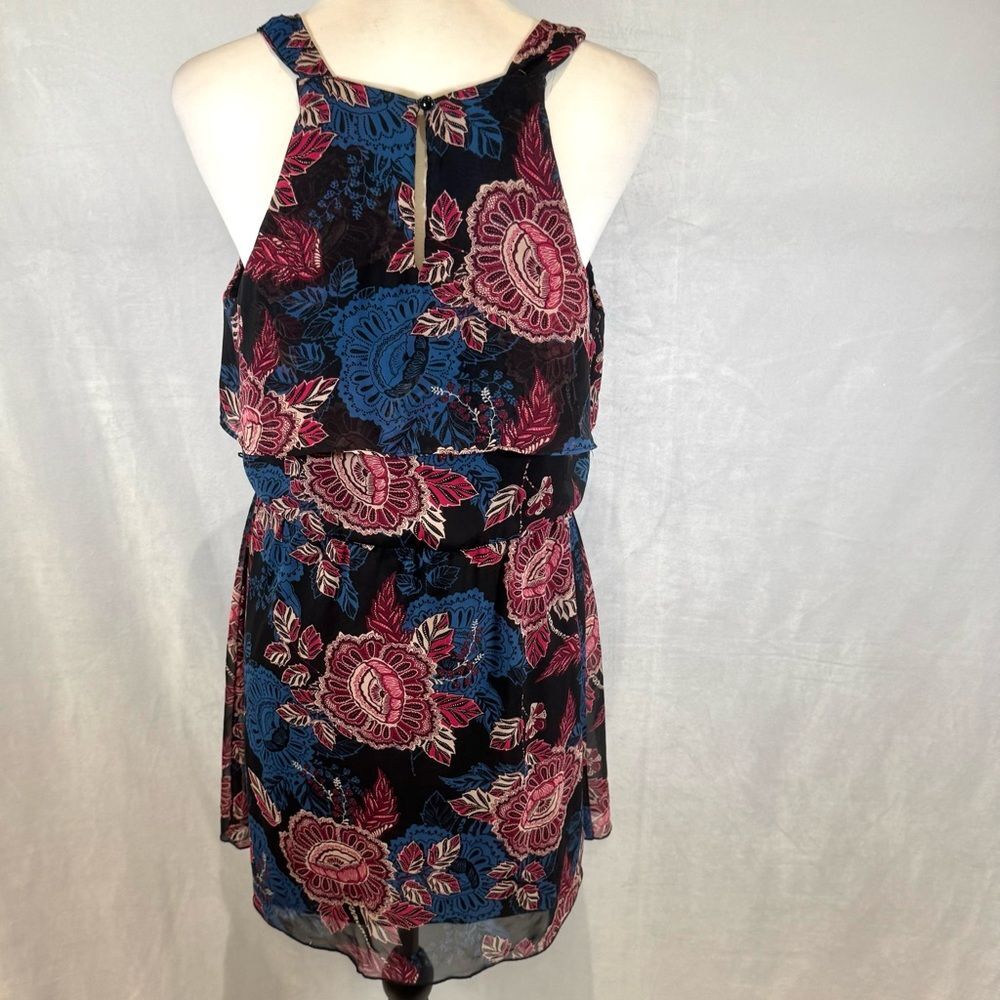 Black blue and pink print ruffle top sundress size medium - Picture 3 of 6